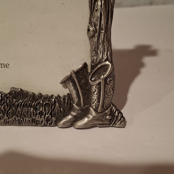 "Pewter" Metal 6 X 4 Picture Frame With Glass Horse Riding Western Cowboy Decor - Picture 5 of 10